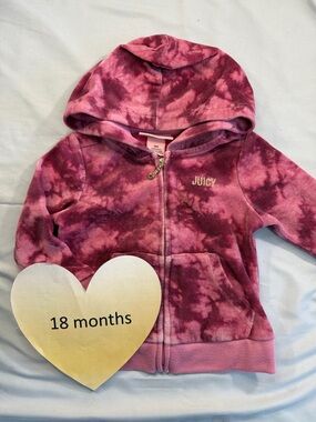 Juicy Couture - Kids 18 mo Full zip Hoodie Jacket in Pink and Purple Tie-Dye